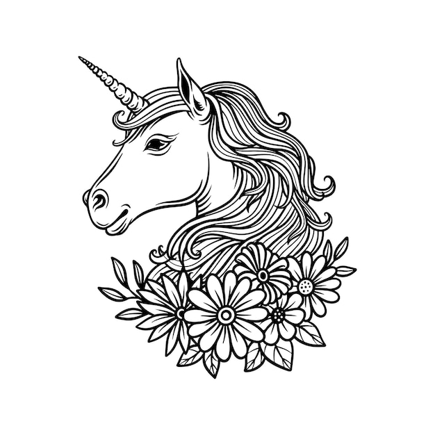 Unicorno con fiori