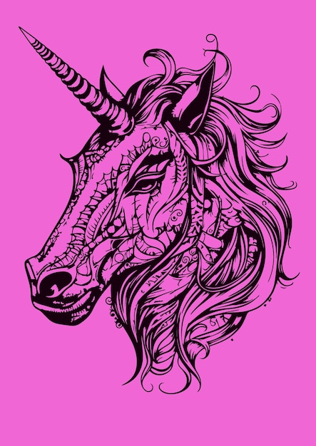 Unicorno con sfondo rosa