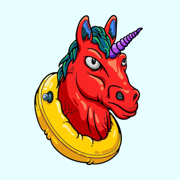 unicorno mostro con pallone da piscina bagnino