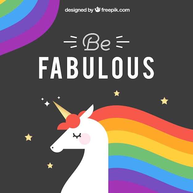 Unicorno piatto e arcobaleno