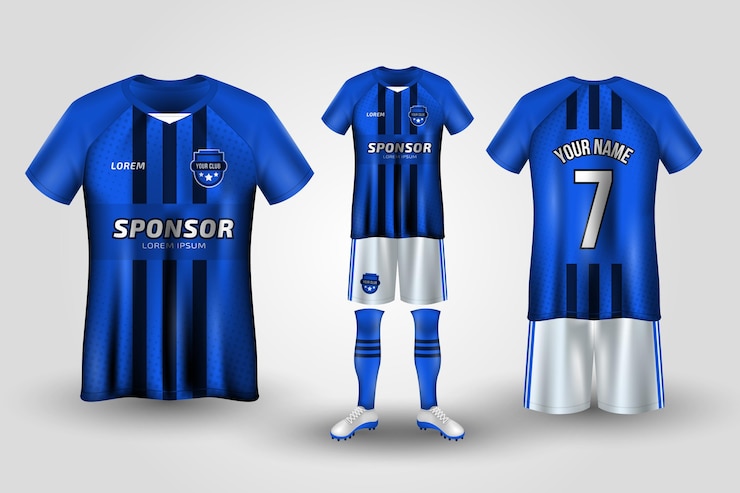 Vettore uniforme da calcio bianca e blu