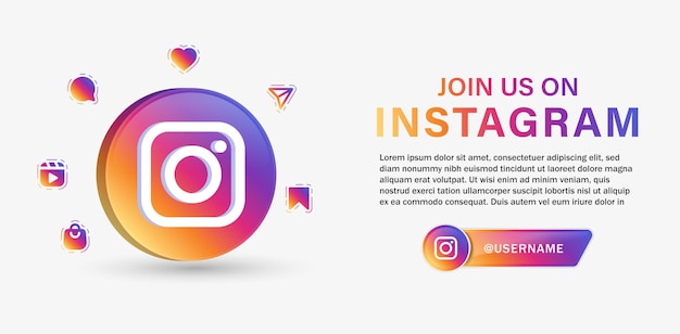 unisciti o seguici sullo sfondo del logo instagram per i banner dei loghi dei social media e le icone di notifica