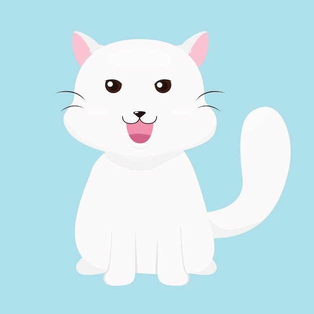 uno cartoon vettoriale carino gatto bianco sullo sfondo isolato