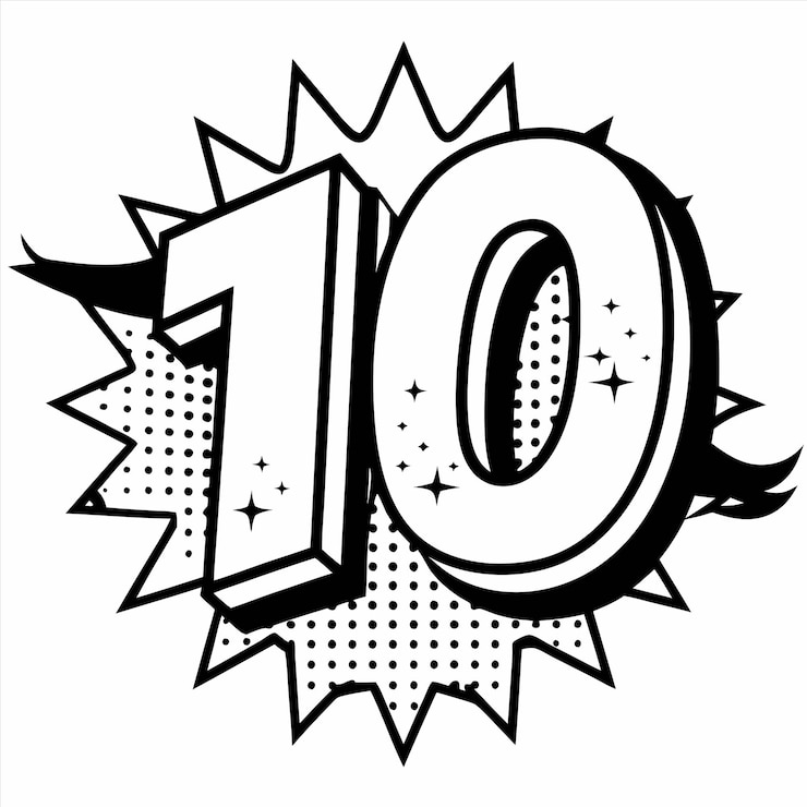 Vettore uno sfondo bianco con un numero 10 in bianco e nero