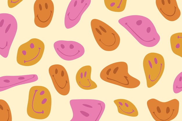 uno sfondo colorato con una faccia di cartone animato a forma di cuore