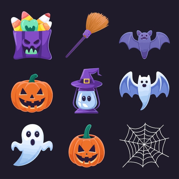 uno sfondo nero con un tema di Halloween con una zucca su di esso
