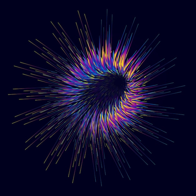 Uno sfondo vettoriale astratto composto da linee colorate che si muovono verso il centro
