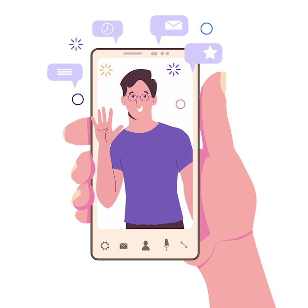 Uno smartphone con una lista di contatti Chattare con amici e colleghi