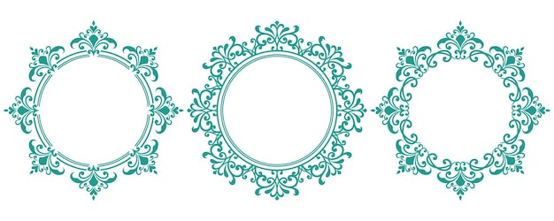 uno specchio rotondo con una cornice verde e un disegno floreale blu