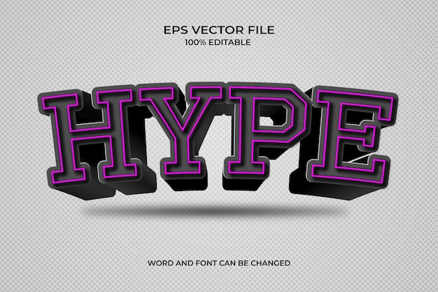 Uno stile 3d con file hype di lettere viola e nere.