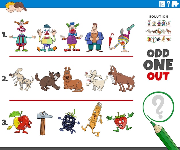 Uno strano gioco con personaggi di animali e oggetti dei cartoni animati