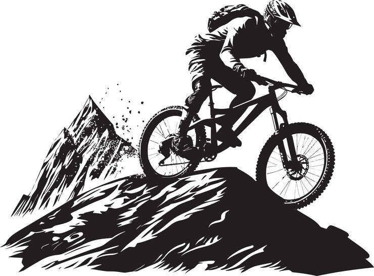 Vettore untamed trails untamed spirit off road logo del ciclista due ruote endless freedom icona della bicicletta di montagna