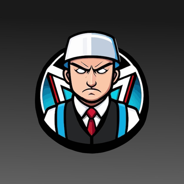 uomini arrabbiati del gangster con il logo della mascotte del gioco del boss del cappello