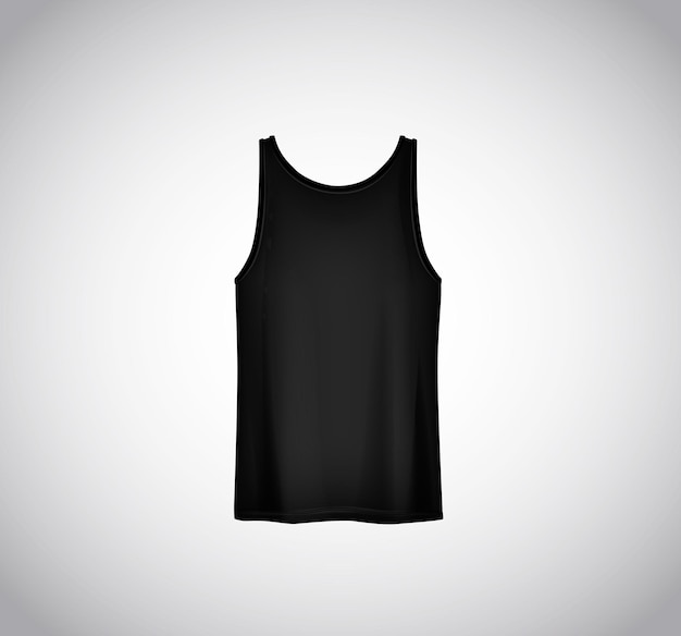 Uomini tank top nero isolato modello realistico maglietta a maniche corte modello su sfondo