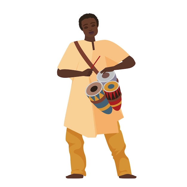 Uomo africano con i tamburi