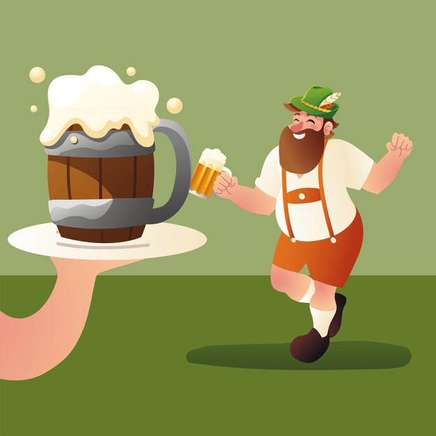 Uomo bavarese con birra tedesca