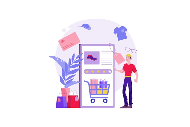 Uomo che acquista merci tramite l'app Internet