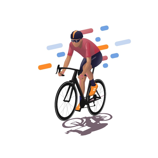 uomo che guida una bicicletta illustrazione sportiva