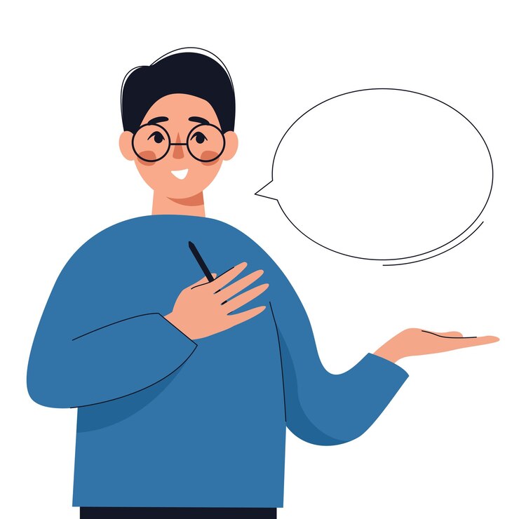 Uomo che indica qualcosa con la mano. Persona che fa gesto prestando attenzione al fumetto