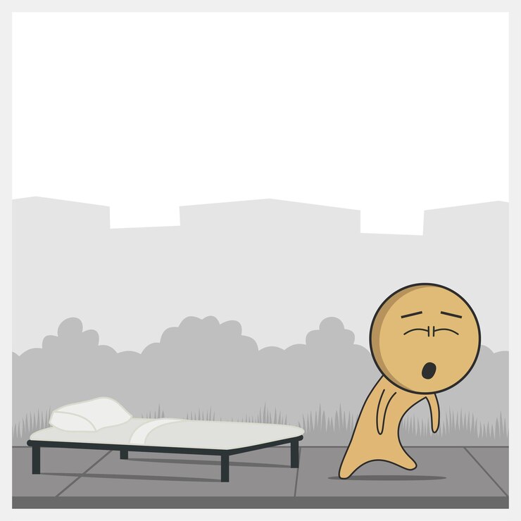 Vettore uomo che si alza dal letto la mattina