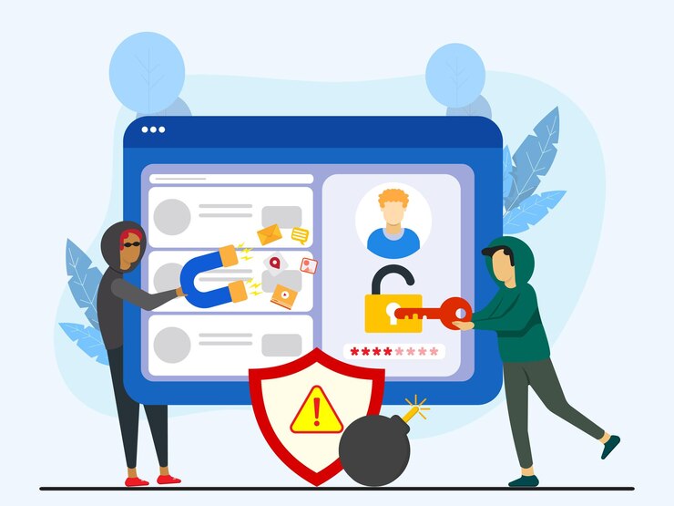 Uomo con cappuccio apre un account sui social media