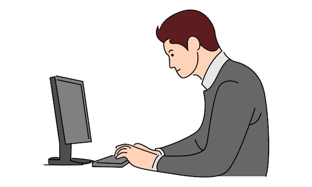 Uomo d'affari lavora con il computer