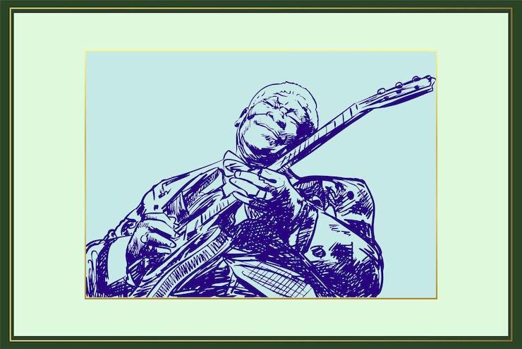 Vettore uomo di blues di schizzo disegnato a mano