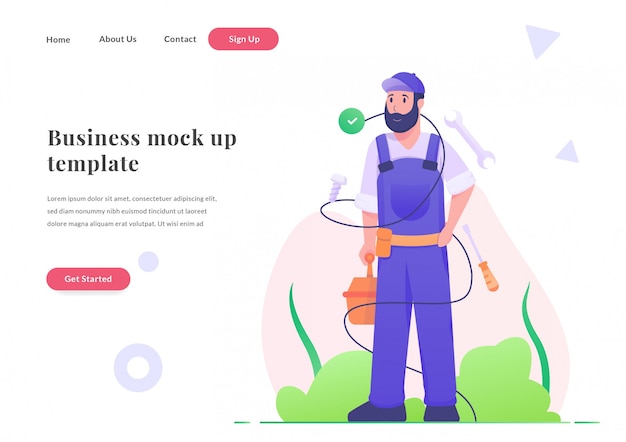 uomo di riparazione di landing page aziendale