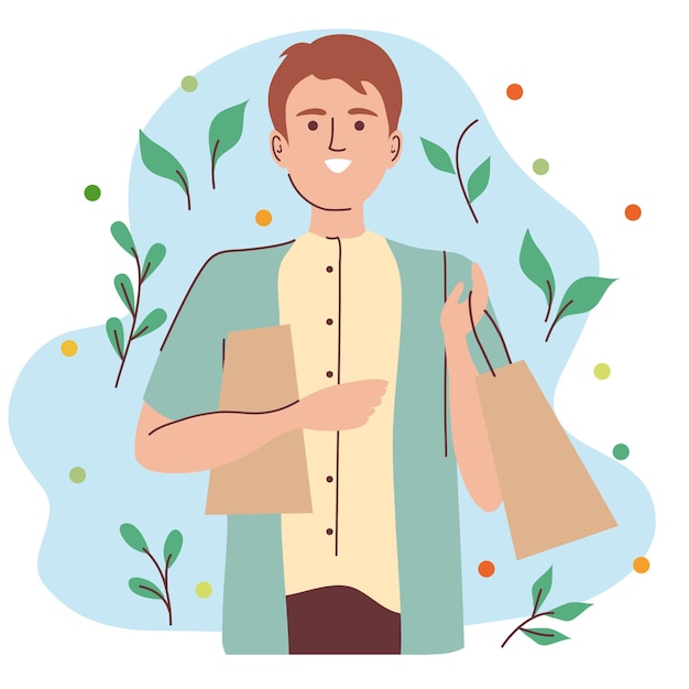 Uomo di stile di vita di ecologia