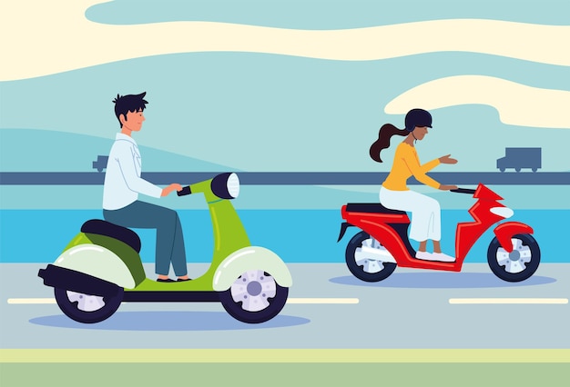 Uomo e donna in moto