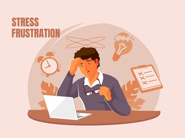 Uomo impegnato sotto stress frustrato