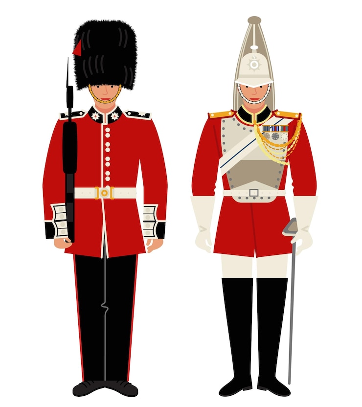 Vettore uomo in uniforme di guardia britannica