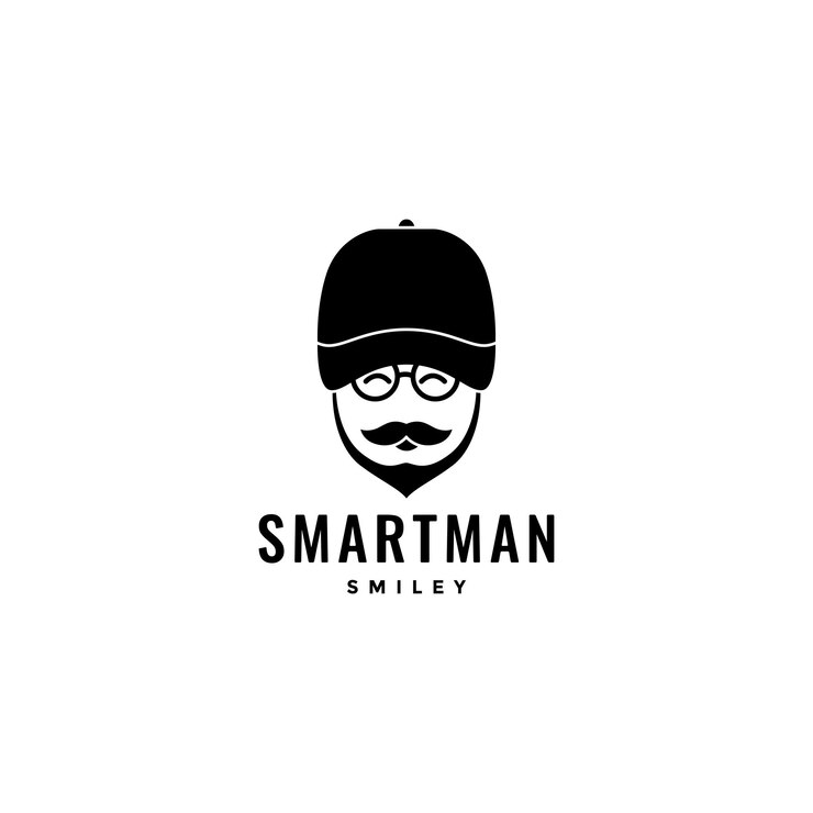 Uomo intelligente con cappello occhiali da sole mascotte logo design vettoriale
