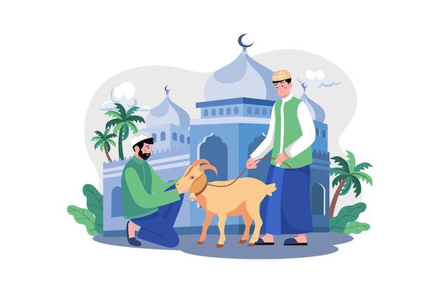 Uomo musulmano che acquista capra per eid