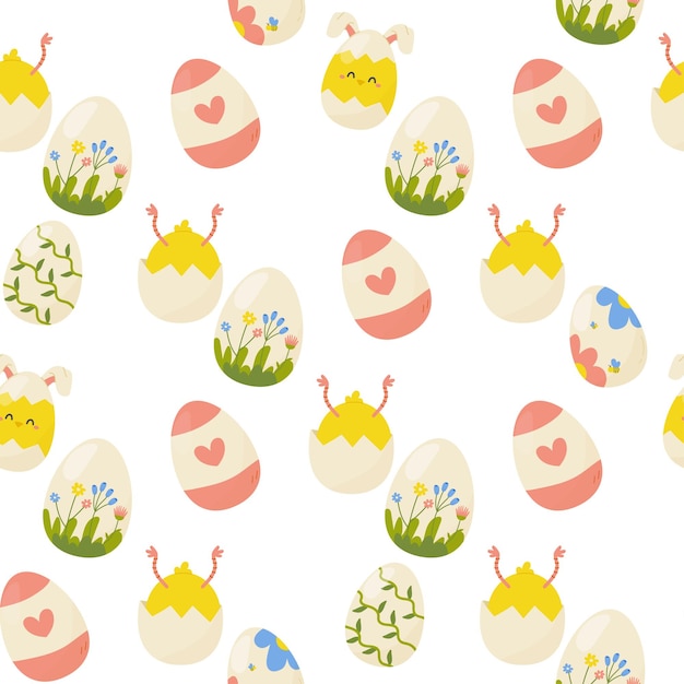 Uova di Pasqua a modello senza cuciture con diverse texture illustrazione vettoriale per il tuo design di tessuto di carta da avvolgere