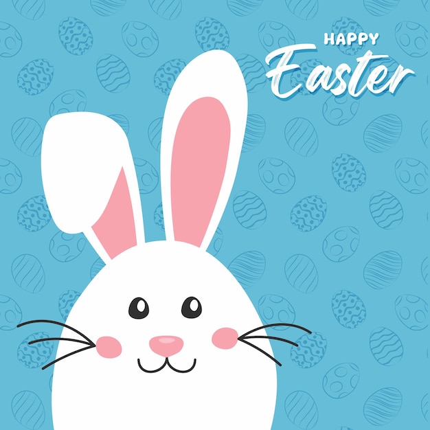 Uovo di Pasqua divertente con orecchie di coniglio ottimo per banner, carta da parati, biglietti di Pasqua e packaging vector design