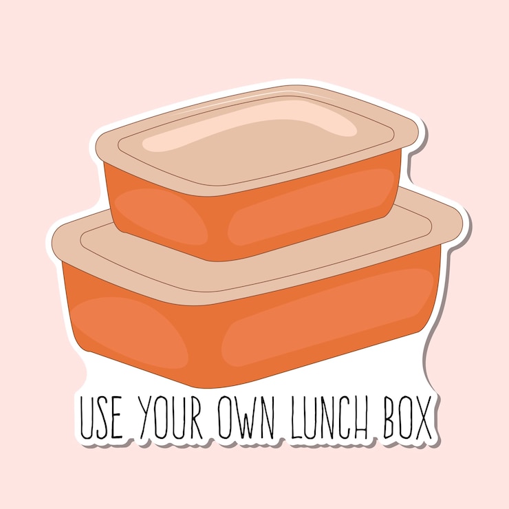 Vettore uso vettoriale lunch box slogan vettore disegnato a mano lettering adesivo adesivo concetto zero rifiuti