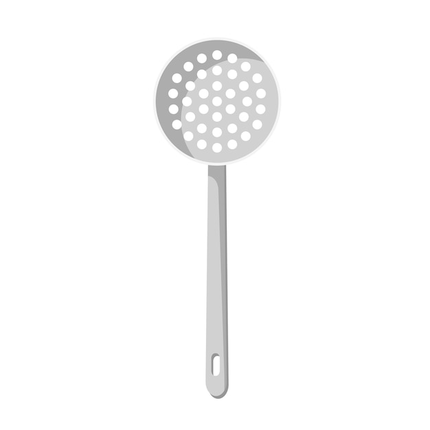 Utensili da cucina cucchiaio filtro da cucina in acciaio inox Illustrazione vettoriale cartone animato oggetto isolato