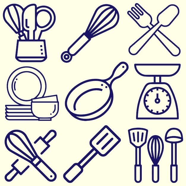 utensili da cucina oggetti vettore