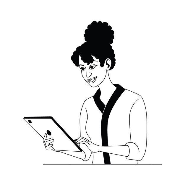 utilizzando_tab_outline_vector_illustrazione