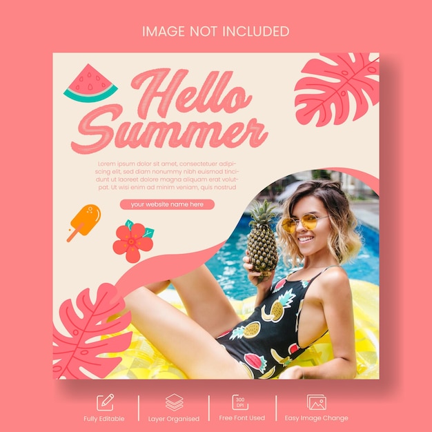 Vacanze estive Vacanze sui social media Post e post su Facebook Banner sfondo della festa estiva in piscina