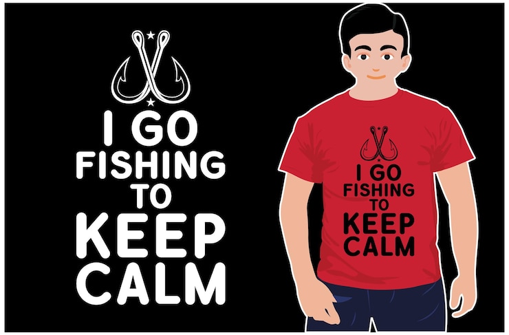 Vettore vado a pescare per mantenere la calma t-shirt design. maglietta da pesca. camicia da pesca vettoriale. mantieni la calma camicia.