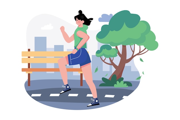 Vai a fare jogging nel parco Illustrazione concetto su sfondo bianco