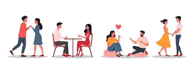 Valentine coppia caratteri set di illustrazione vettoriale