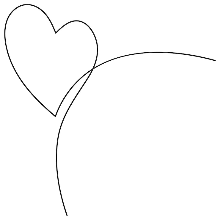 Vettore valentino forma di cuore continuo disegno d'arte a linea singola vettoriale del contorno
