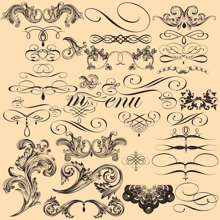 Vettore vari ornamenti floreali disegnati a mano