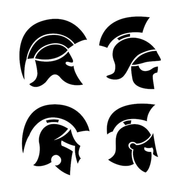 Variazioni del timone spartano Situato nella vista laterale isolato su sfondo bianco Modello di progettazione del logo Illustrazione vettoriale