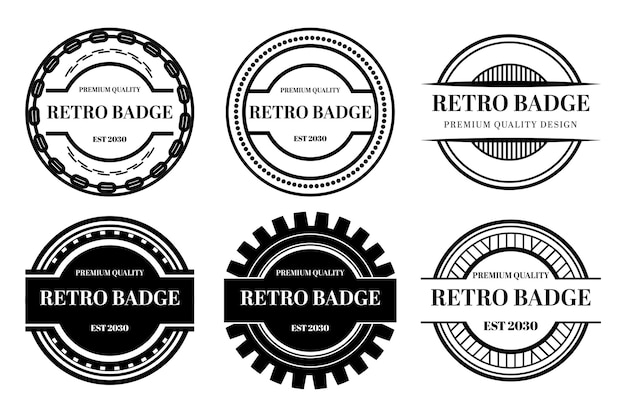 Vecchi badge Set di vettori per badge premium retrò con logo vintage e cornice con emblema del logo