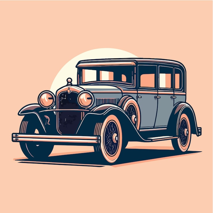 Vettore vecchia berlina classica vettoriale con uno stile di design piano semplice e minimalista