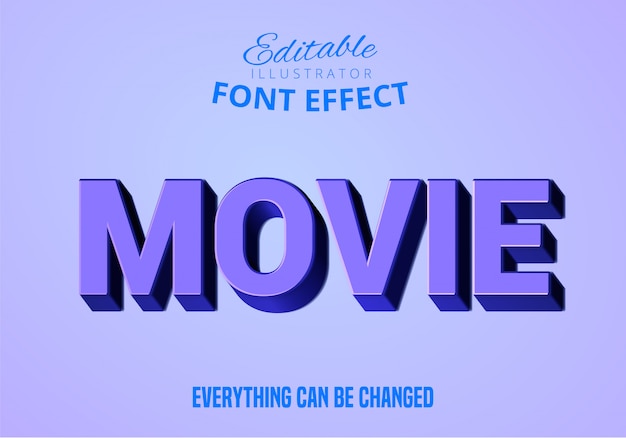 Vecchio effetto blu della fonte tipografica di film del carattere tipografico blu 3d